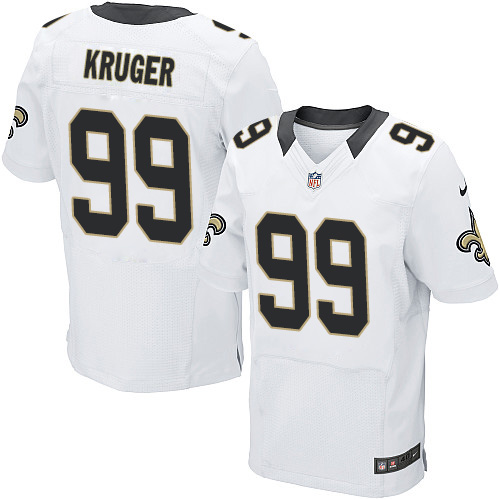 Men's Elite Paul Kruger Nike Jersey White Road - #99 NFL New Orleans Saints